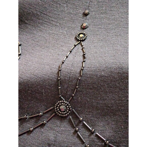 Vtg Liz Claiborne Wool Dress Women's L 90s A-line Black Beaded Chic Swing Y2K - Picture 7 of 16